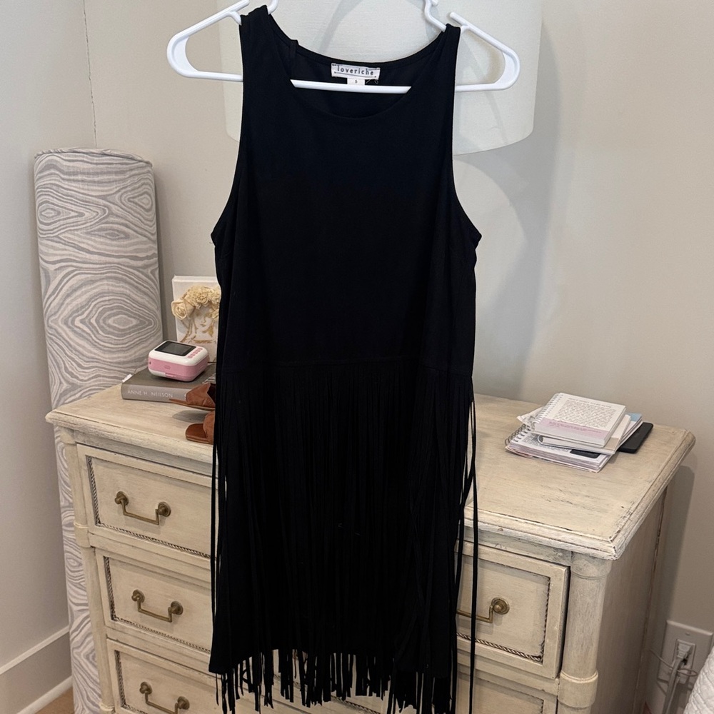 Love Riche Black Fringe Mini Dress